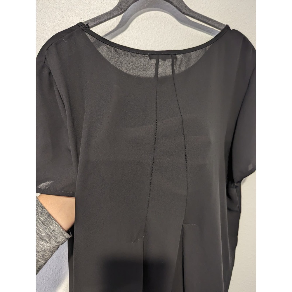 Pleione Black Sheer Blouse Women's Top - Picture 3 of 5